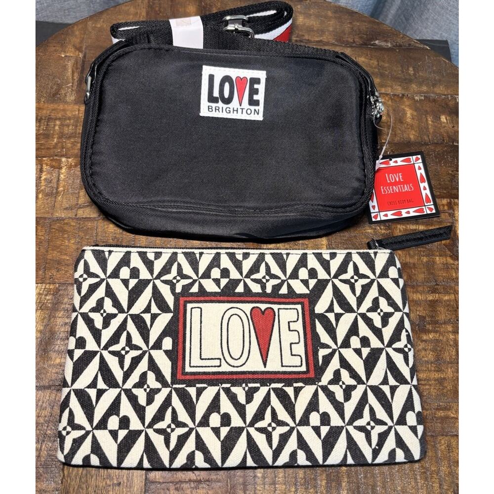 Love Brighton Crossbody Bag Black Red Heart Strap NWT And Extra Makeup Bag - Picture 15 of 15